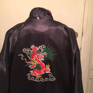Intimates & Sleepwear - Reversible Kimono Robe Embroidered Dragon Purple Intimates & Sleepwear - Reversible Kimono Robe Embroidered Dragon Purple